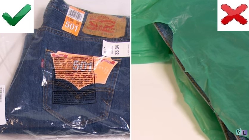 Packaging of original Levi's and fakes