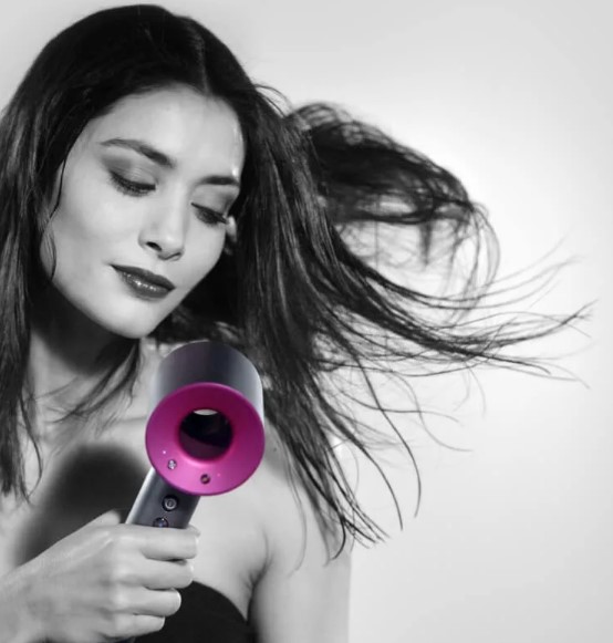 Dyson hair dryer in action